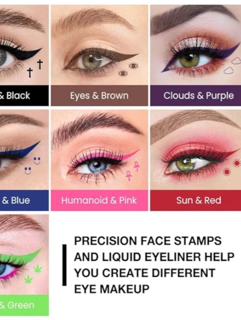 1Pc Liquid Eyeliner Pen Stamp Set Multi-Color Eye Liner Markers Colorful Black